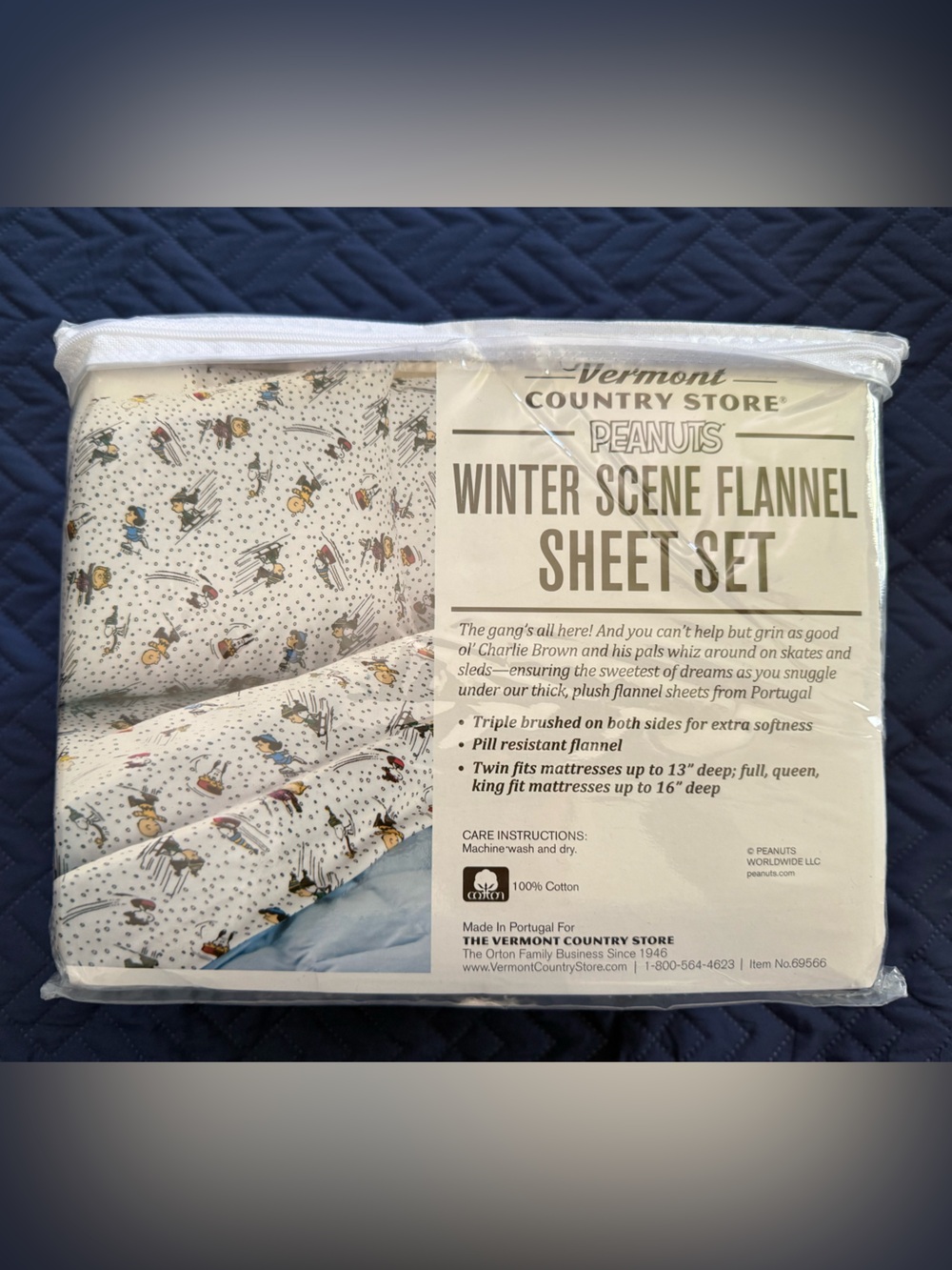 Peanuts Winter Scene Flannel Sheet Set FULL The Vermont Country Store